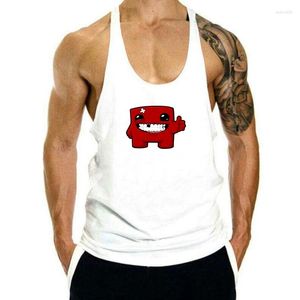 Camisetas sin mangas para hombre, Top de moda de algodón para hombre, videojuego Super Meat Boy