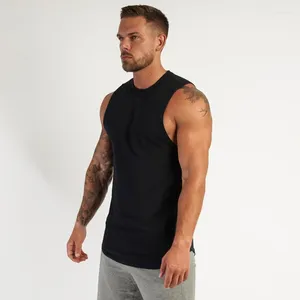 Camisetas para hombres Camisetas de algodón Fitness Mens Camisa sin mangas sin mangas Gimnasio Top En blanco entrenamiento Muscle Tee Boderbuild Vest