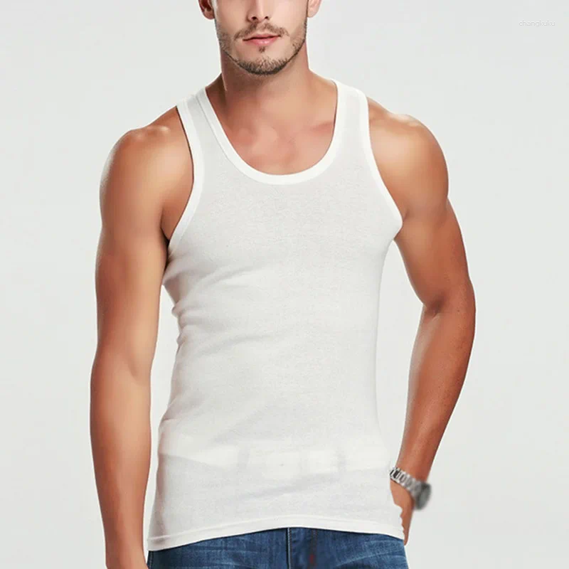 Tanque de tampas masculinas algodão masculina A-shirt tanktop sub-camiseta com roupas de baixo macio casual confortável