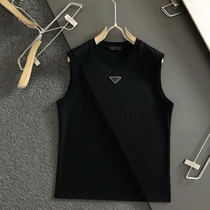 Heren tanktops katoenen mouwloos Pra T-shirt Ontwerper Letters borduren Sexy Off Shoulder Vest Zomer Casual Dameskleding Losvallend Ademende beweging Fitness