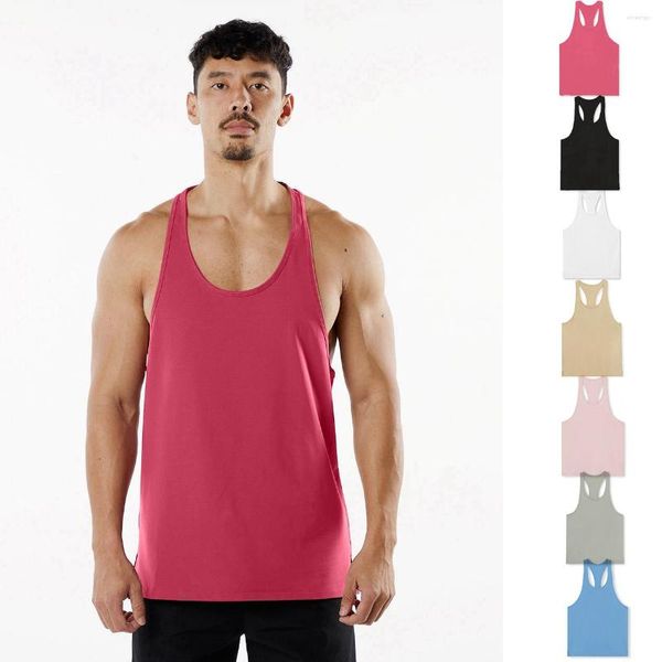 Débardeur en coton pour hommes, gilet de musculation, de Fitness, ample, respirant, col rond, décontracté, course à pied, chemises sans manches, basket-ball