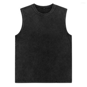 Hommes débardeurs coton Vintage gilet t-shirts hommes surdimensionné lavé été femmes sans manches à manches courtes Y2K Streetwear