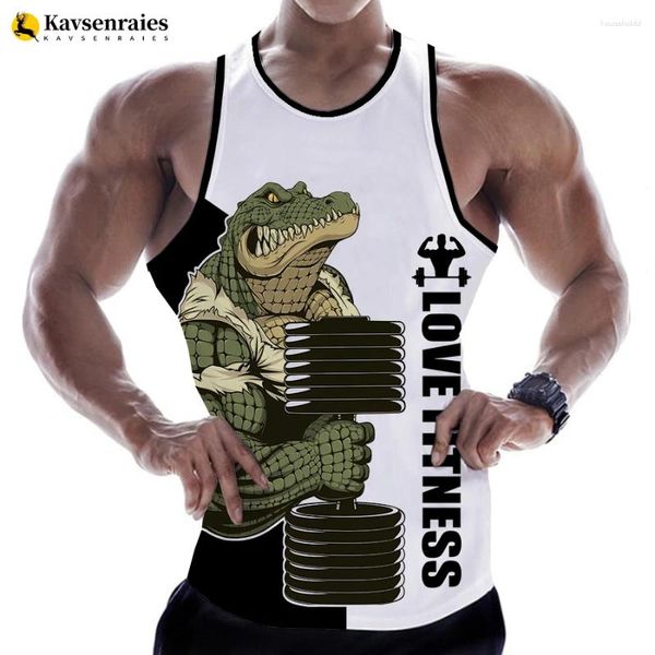 Débardeurs pour hommes Crocodile Love Fitness 3D Gym T-shirt Animal Lettre Imprimer Gilet Hommes Été Bodybuilding Streetwear Chemises sans manches