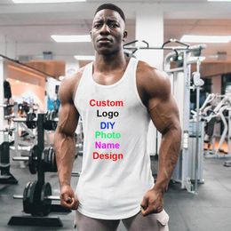 Las camisetas sin mangas para hombres personalizan con su propio trabajo de logotipo singletes casuales sin mangas de moda de moda para hombres top fitness gym stringer chaleco 215h