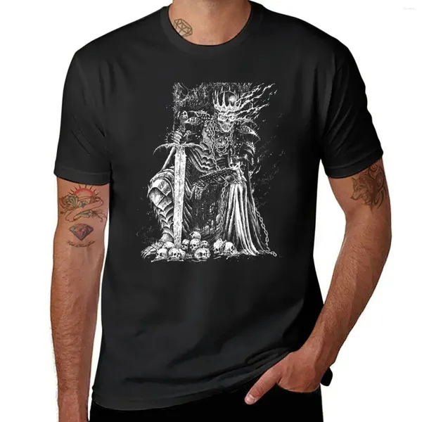 Camisetas de tanques masculinas Muerte Skeleton Emperor Trono Amp negro;Camisetas blancas camisetas de manga corta para hombres grandes y altas camisetas