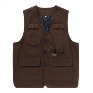 Débardeurs pour hommes Veste en jean Casual Multi-poche Rétro Outillage Gilet sans manches Printemps et automne Portable Hommes en vrac