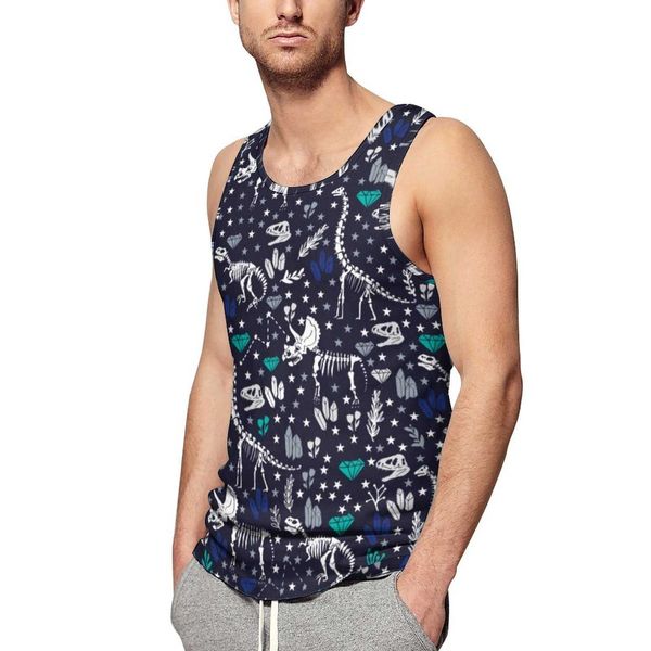 Camisetas sin mangas para hombre, camiseta sin mangas con esqueleto de dinosaurio, camisetas con estampado de animales bonitos para hombre, camisetas gráficas de verano para gimnasio, sin mangas de gran tamaño Vs Z0320