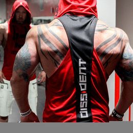 Débardeurs pour hommes DISSIDENT Bodybuilding Débardeur avec capuche Hommes Gym Vêtements Fitness Hommes Gilets sans manches Coton Singlets Muscle Sports Vest 230421