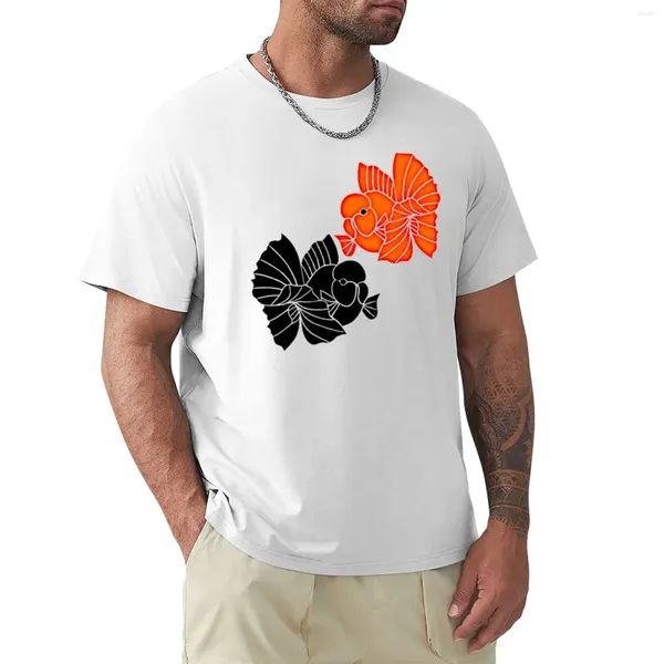 Débardeurs pour hommes fantaisie Oranda poisson rouge complet rouge noir Logo T-Shirt uni poids lourd t-shirts vêtements Vintage hommes vêtements