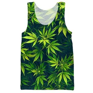 Men tanktops Fashion kleding Zomerstijl 3D Weed Leaf Print Hemp Hemep Sexy Jersey Bodybuilding Stringer Singlet Mouwlive Shirt 230426