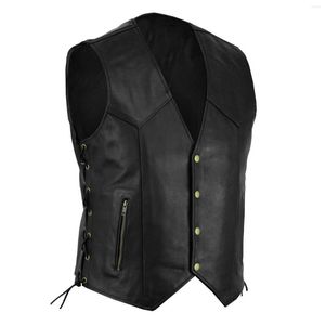 Hommes débardeurs mode loisirs manteau gilet solide moto flotte Punk cuir poches fermeture éclair coupe ajustée exercice décontracté vêtements quotidiens