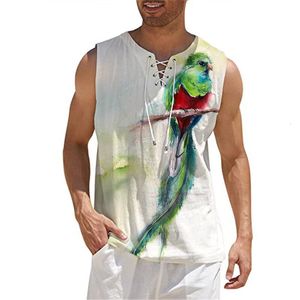 Débardeurs pour hommes Mode T-shirt sans manches à col en V avec cordon de serrage pour hommes Summer Beach Street Casual Shirt Gym Slim Tank Top Solid Color Top 230706