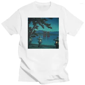 Débardeurs pour hommes Mode Hommes T-shirts Casual Top Moonlit Night Gate Sea Hasui Kawase Reproduction Imprimer Affiche Été Unisexe À Manches Courtes