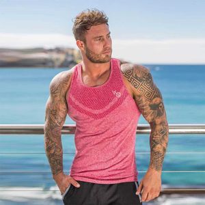 Tabring pour hommes Fitness 2023 Mens Running Tank Top Sports Fitness Topnet Top Fitness Breathable Elastic T-shirtl2404