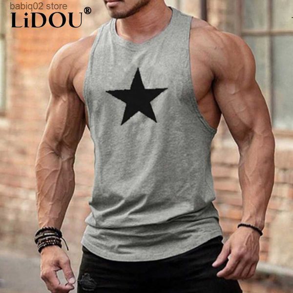 Débardeurs pour hommes Fitness Sport de plein air Courir Escalade Sans manches Star Imprimer T-shirt Hommes Sous la peau Muscle Power Gym Mâle Tees Lâche Train Gilet T230417