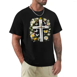 Croix de Pâques florales avec des papillons et des œufs.T-shirt personnalisés animaux primfor garçons t-shirts plaine t-shirts