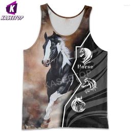 Camas de tanques para hombres Men Funny Men Lover Horse 3d en todo el patrón impreso Vest Vest de la calle Hip-Hop