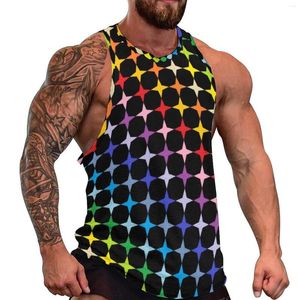 Tanktops voor heren Grappige regenboogtop Mannetjes Vier punten Sterren Workout Oversized strand Spier Aangepaste mouwloze vesten