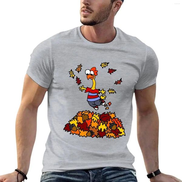 Débardeur pour hommes drôles de poulet en caoutchouc saut dans un t-shirt t-shirt de la feuilles