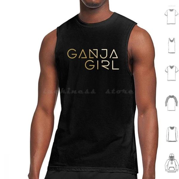 ¡Camisetas sin mangas para hombres Ganja Girl Unisexwomen'S Tee-Gold Print! Tendencia gráfica Unisex para adultos Casual lindo Simple camiseta algodón hombres mujeres Diy