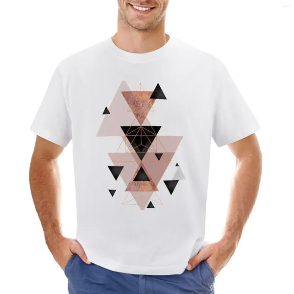 Camisetas sin mangas para hombre, camiseta geométrica en rubor y oro rosa, ropa estética para niños, camiseta Kawaii con estampado Animal para hombre