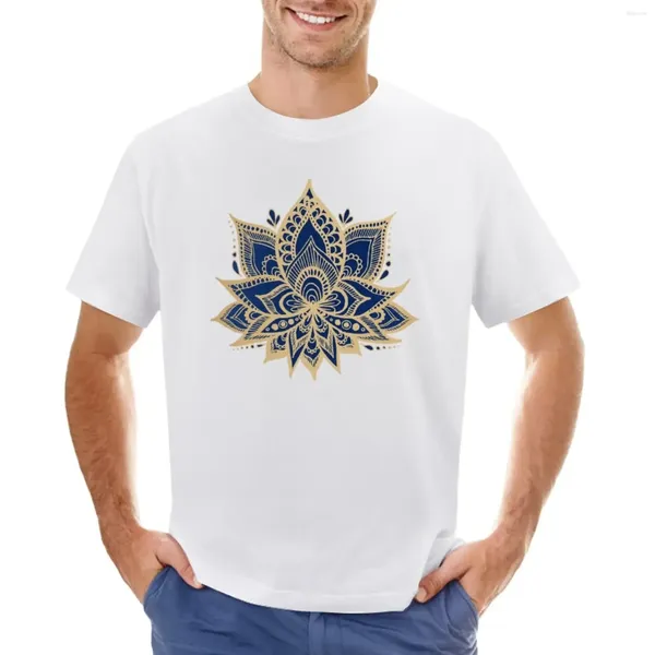 Top de débardeur pour hommes T-shirt Mandala Flower Gold et bleu