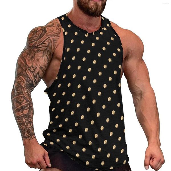 Débardeurs pour hommes Tops Gold Dot Top Polka Dots Trendy Summer Gym Mens Modèle Gilets sans manches Plus Taille 4XL 5XL