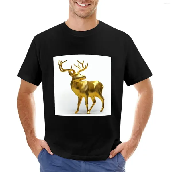 Débardeurs pour hommes Golden Buck Statue T-shirt à manches courtes Tee-shirt de mode coréenne T-shirts noirs pour hommes