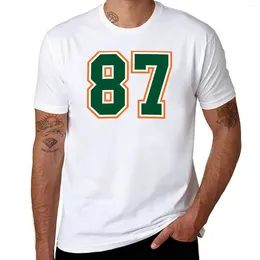 Herentanktops groen en oranje jersey 87 nummer. Nummer zevenentachtig rechtstreeks van Miami T-shirt aangepaste t-shirt heren shirts pack