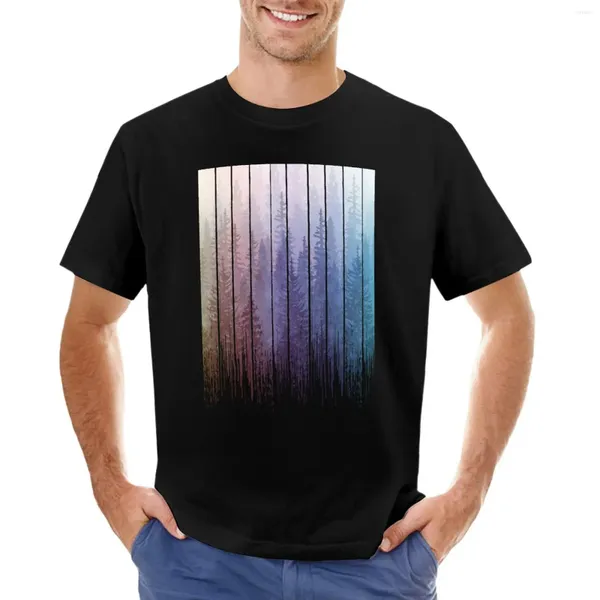 Camisetas sin mangas para hombre, camiseta Grunge Dripping Rainbow Misty Forest, ropa estética de tallas grandes, camisas de entrenamiento lisas para hombre