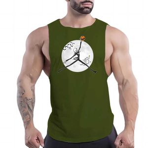 Herentanktops Gym Volwassene snel drogen Gym Sports Fashion 2d Halloween Gedrukte tanktop 2023 Nieuwe Four Seasons Outdoor Basketball Shirt Y240522