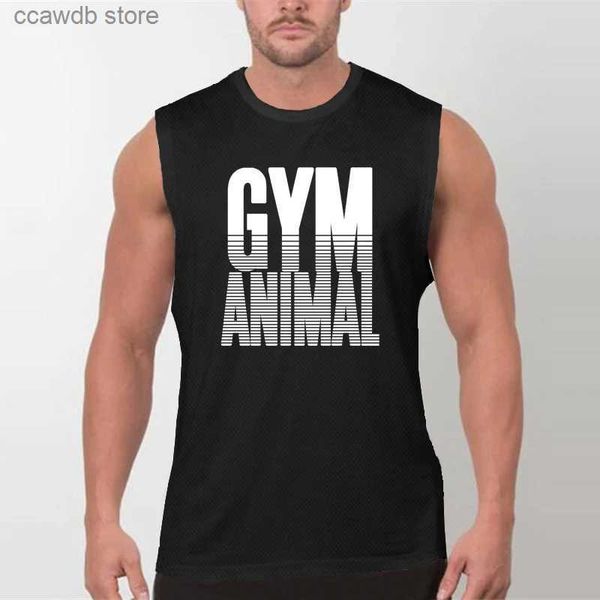 Débardeurs pour hommes Gym Animal Bodybuilding Vêtements Hommes Été Fitness Débardeurs Sport Sans Manches T-shirts Maille À Séchage Rapide Sport Gilet De Course T240110