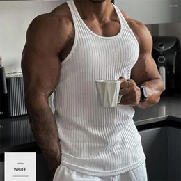 Débardeurs pour hommes Vêtements de sport Hommes Fitness Couleur unie Muscle Gilet Sous-vêtements rayé Gros fil Sportswear Homme Chemise sans manches Top