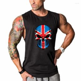 Débardeurs pour hommes Gym Fitness Muscle Strong Summer Respirant Sans manches Coton Mode Imprimer Hommes Casual O Neck Slim Fit Cool T-Shirts