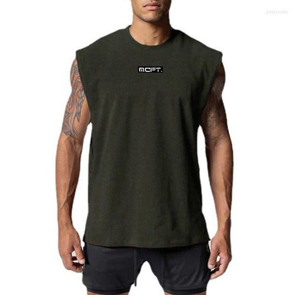 Camisetas sin mangas para hombre Gym Stringer verano malla suelta sin mangas transpirable secado rápido sensación fresca camisa hombres Casual moda Fitness ropa