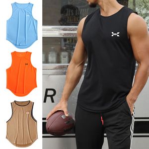 Heren tanktops sportschool zomer mesh bodybuilding ademende mouwloos shirt basketbal jersey merk geprinte mannen workout vest 230427