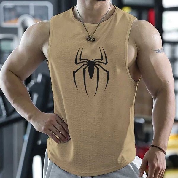 Camiseta de gimnasia para hombres Tallas de gimnasia para hombres Camisetas de estampado de araña de secado rápido Camiseta de baloncesto masculino Camisa de chaleco para hombres T240505