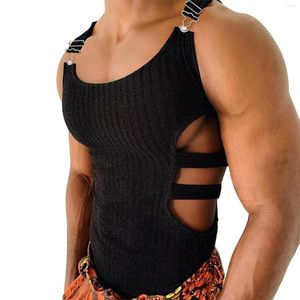 Camisetas sin mangas para hombre, camiseta de gimnasio para hombre, camisetas ajustadas para culturismo, deportes, Fitness, chaleco acanalado, camisetas transpirables ahuecadas sin mangas, ropa para discoteca