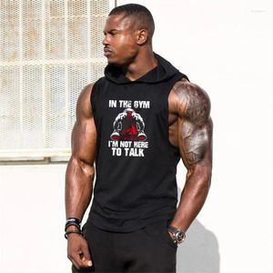 Heren tanktops sportscholen kleding bodybuilding stringer top hoodie heren cotton spier spier mouwloos shirt fitness heren hooded underhirt