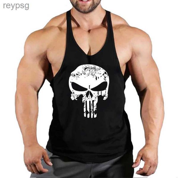 Camisetas sin mangas para hombres Gimnasios Entrenamiento Camisa sin mangas Stringer Top Hombres Ropa de culturismo Fitness Ropa deportiva para hombres Chalecos Camisetas musculares Calavera YQ240131