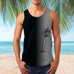 Débardeurs pour hommes Débardeurs pour hommes hawaïens Mode d'été Plage Numérique 3D Imprimé Col rond T-shirt sans manches Vacances Vacances Voyage