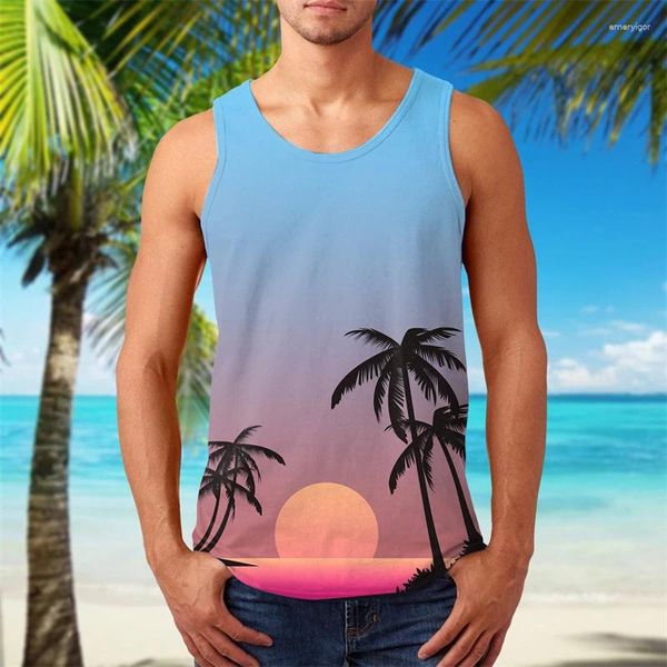 Top de réservoir masculin Hawaiian Tropical Botanical Beach Top pour hommes Vacances d'été Boys T-shirt T-shirt
