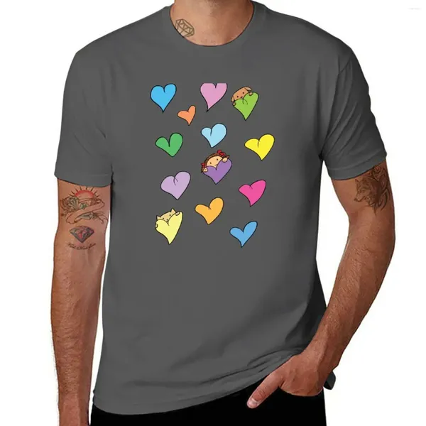 Camisetas sin mangas para hombre, camiseta de corazones con cachorro, gatito y niña, camiseta de gran tamaño, ropa estética, camisetas divertidas de algodón para hombre