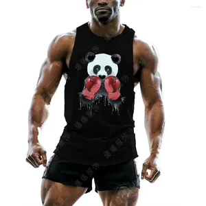 Tan à débardeur pour hommes T-shirt sans manches de haute qualité imprimé Panda Gitre Sports FNAF Top Brestable Séchure rapide Boxing Y2K
