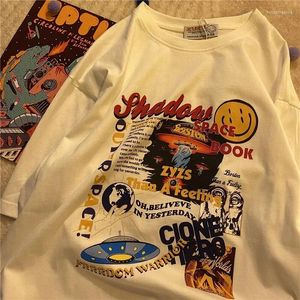 Mannen Tank Tops Hip-Hop Vrouw Zomer Streetwear Meisje T-shirt Y2k Oversized T-shirt Harajuku Alien Print Korte mouw Womens