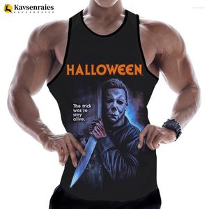 Mannen Tank Tops Horror Halloween Michael Myers 3D Mannen Vrouwen Zomer Casual Mouwloze Shirts Streetwear Oversized T-shirt Tees