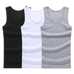 Herentanktops Hot verkopen 3 stuks/100% pure katoenen heren mouwloos vest vaste spiervest ondergoed o-neck gym kleding volledige topl2403L2403