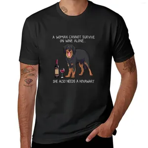 Herentanktops Hovawart en wijn grappige honden t-shirt anime T-stukjes oversized t-shirt t-shirts voor mannen