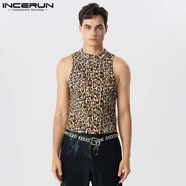 Tobs de débardeur pour hommes Incerun 2024 Handsome Mens Leopard Imprime en arrière évidé