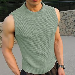 Topas de tanques para hombres Incerun 2024 Fabila de punto de estilo coreano Vests sólidos cómodos Moda casual sin mangas S-5xl